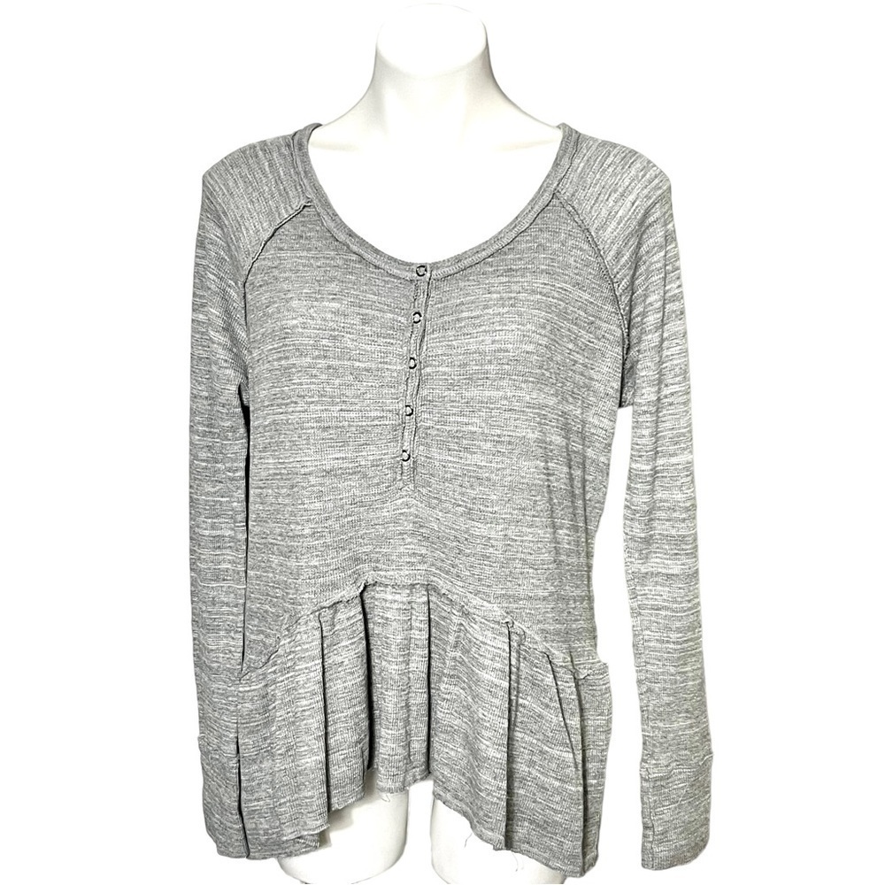 We the Free Coastline Peplum Thermal Top Size Medium Gray
